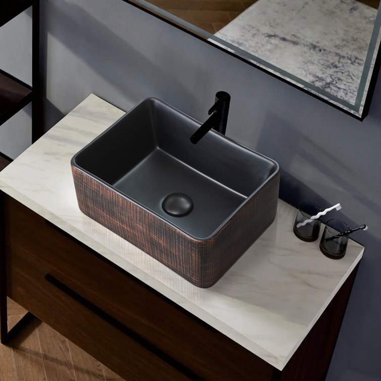 Selected 11.85'' Ceramic Rectangular Vessel Bathroom Sink Wayfair